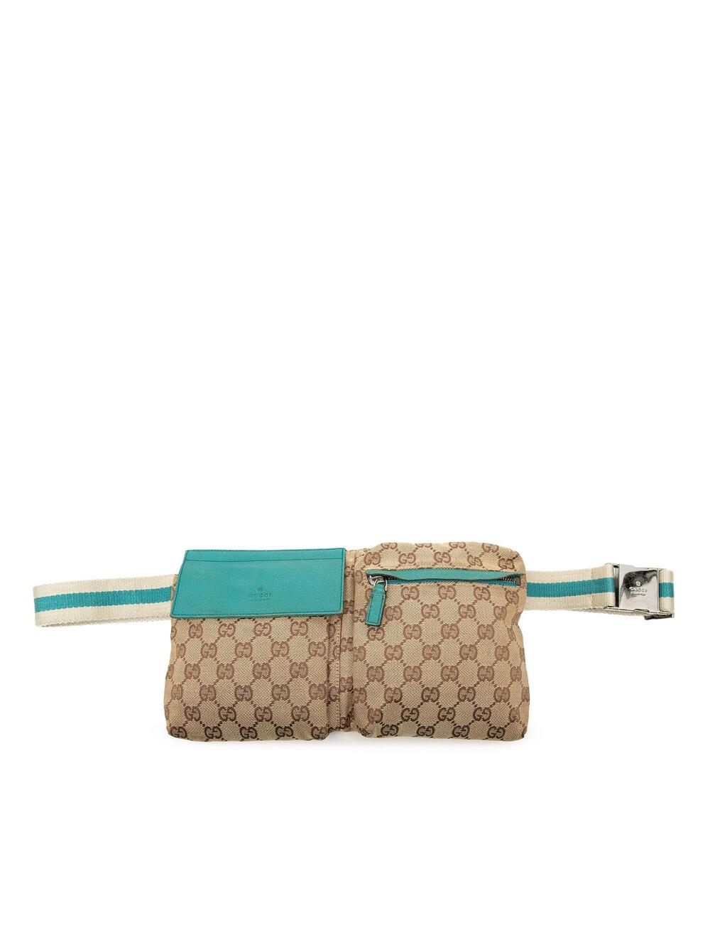 Gucci Gg Canvas Web Double Pocket Belt #278775G46B